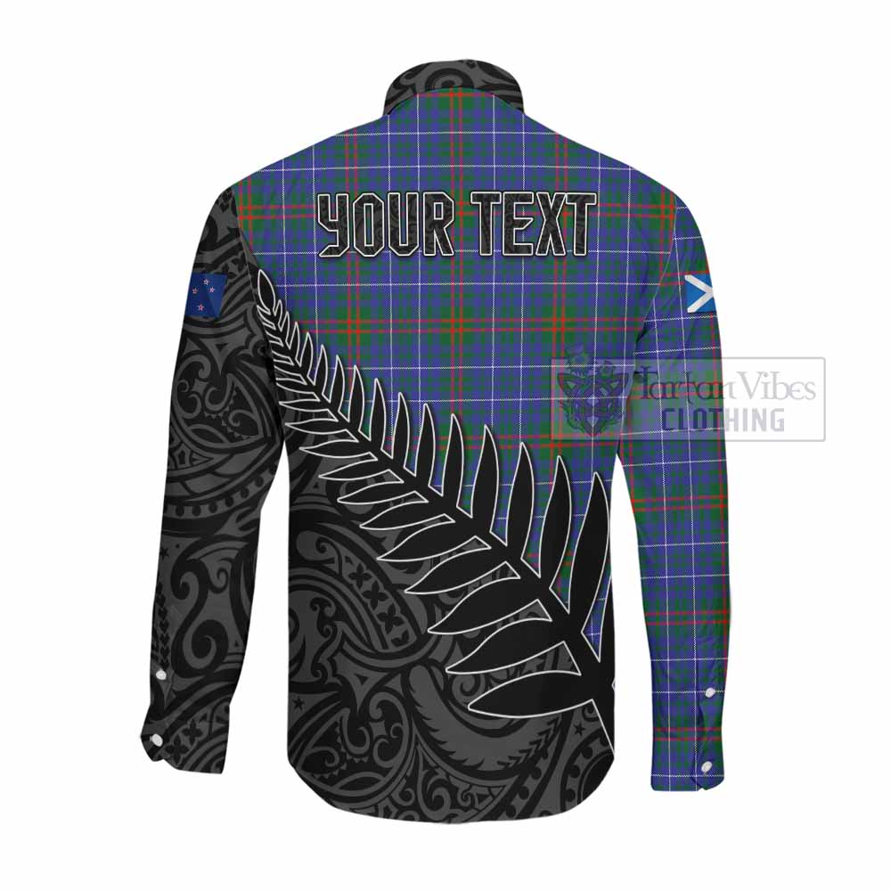 Edmonstone Crest Tartan Long Sleeve Button Shirt with New Zealand Silver Fern Half Style Men's Shirt - Tartan Vibes Clothing