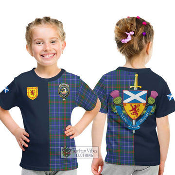 Tartan Vibes Clothing Edmonstone Tartan Kid T-Shirt with Scottish Lion Royal Arm Half Style