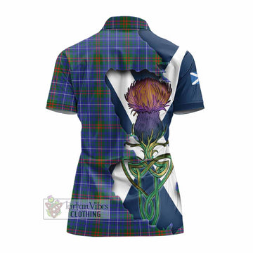 Tartan Vibes Clothing Edmonstone Tartan Family Crest Women's Polo Shirt Scottish Thistle Celtic Inspired