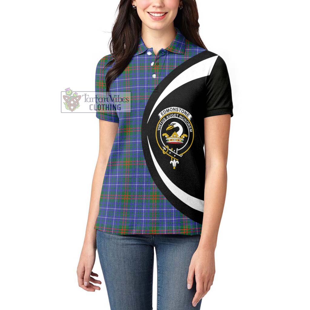 Edmonstone Tartan Women's Polo Shirt with Family Crest Circle Style - Tartan Vibes Clothing