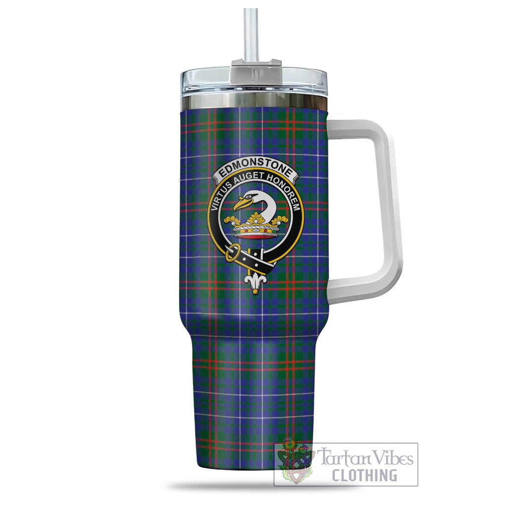 Edmonstone Tartan Tumbler with Handle with Family Crest - Tartan Vibes Clothing