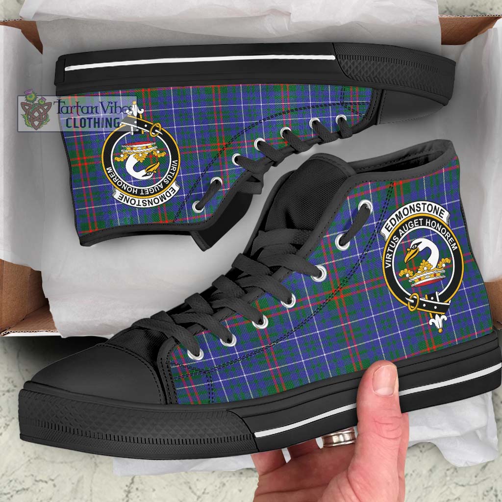 Edmonstone Tartan High Top Shoes with Family Crest - Tartan Vibes Clothing