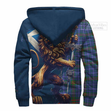 Edmonstone Tartan Family Crest Sherpa Hoodie with Scottish Majestic Lion - Tartan Vibes Clothing