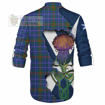 Tartan Vibes Clothing Edmonstone Tartan Family Crest Ghillie Kilt Shirt Scottish Thistle Celtic Inspired
