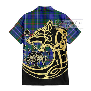 Edmonstone Tartan Hawaiian Shirt with Family Crest Celtic Wolf Style - Tartan Vibes Clothing