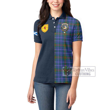 Edmonstone Tartan Women's Polo Shirt Alba with Scottish Lion Royal Arm Half Style - Tartan Vibes Clothing