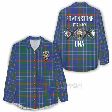 Edmonstone Tartan Women's Casual Shirt with Family Crest DNA In Me Style - Tartan Vibes Clothing
