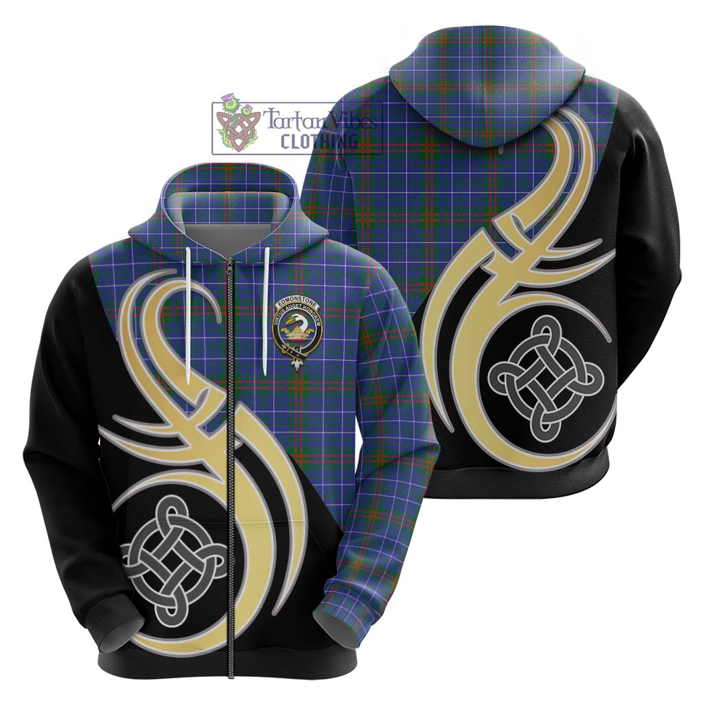 Edmonstone Tartan Hoodie with Family Crest and Celtic Symbol Style - Tartan Vibes Clothing