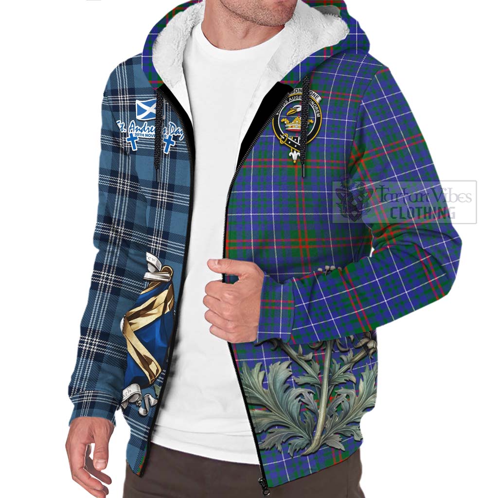Edmonstone Tartan Sherpa Hoodie Happy St. Andrew's Day Half Tartan Style Unisex - Tartan Vibes Clothing