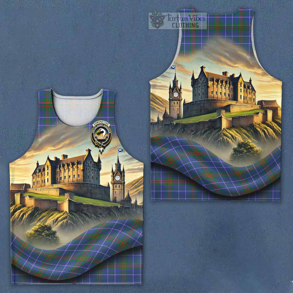 Edmonstone Tartan Family Crest Men's Tank Top with Scottish Ancient Castle Style - Tartan Vibes Clothing