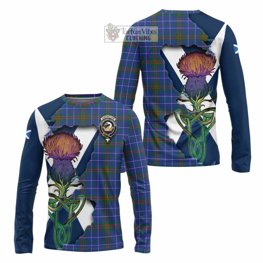 Tartan Vibes Clothing Edmonstone Tartan Family Crest Long Sleeve T-Shirt Scottish Thistle Celtic Inspired