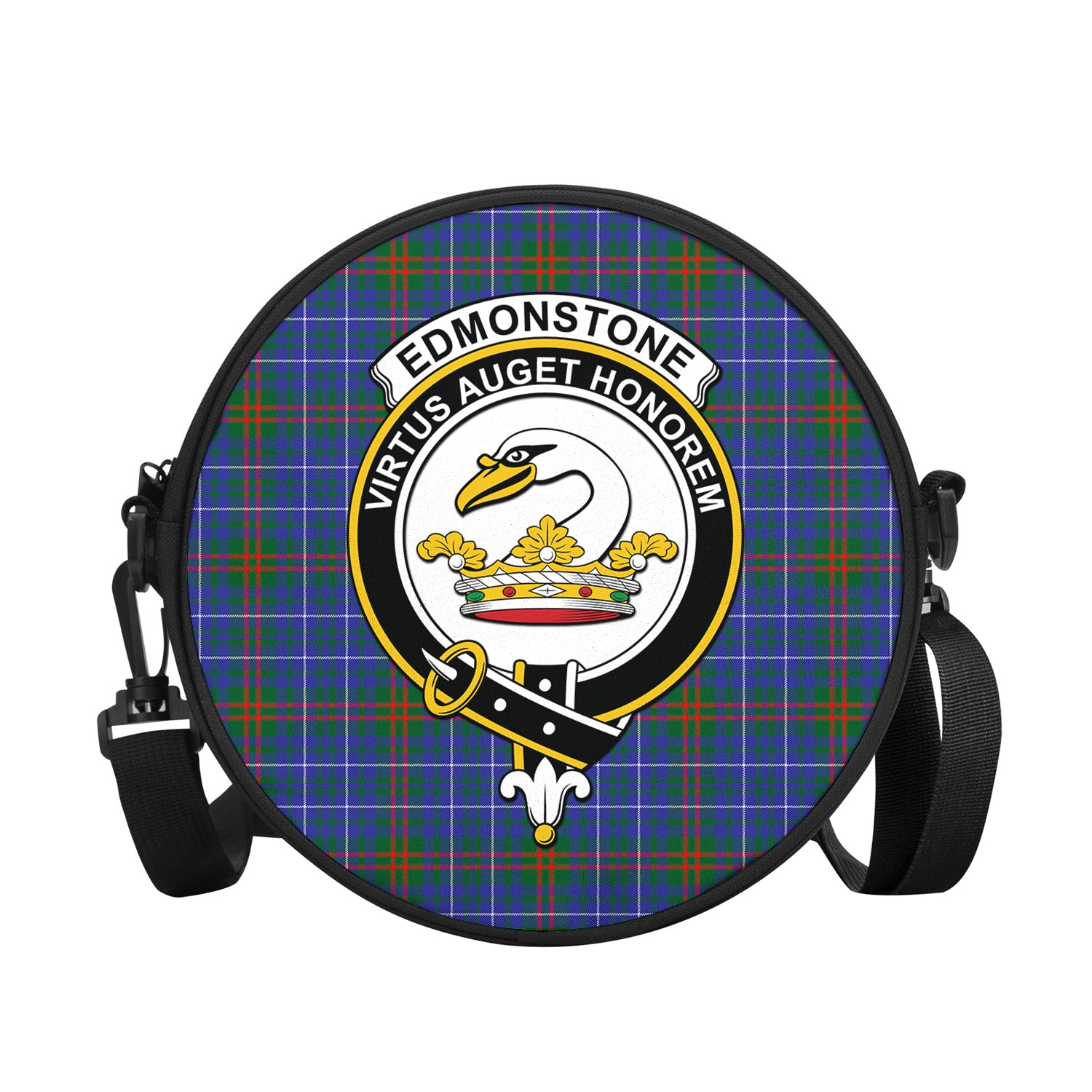 Edmonstone Tartan Round Satchel Bags with Family Crest - Tartan Vibes Clothing