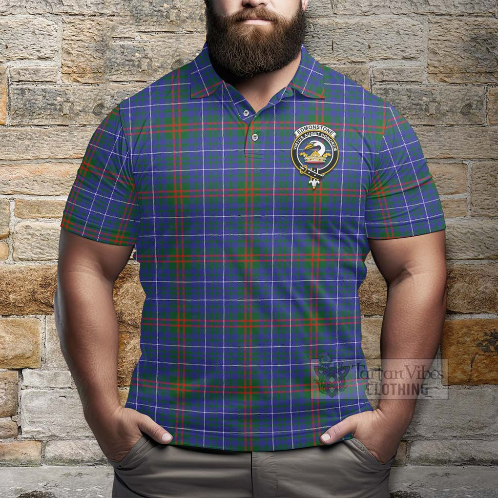 Edmonstone Tartan Polo Shirt with Family Crest Celtic Skull Style - Tartan Vibes Clothing