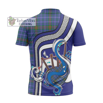 Edmonstone Tartan Zipper Polo Shirt with Epic Bagpipe Style