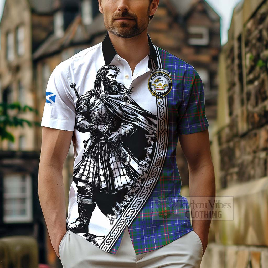 Edmonstone Tartan Clan Crest Hawaiian Shirt with Highlander Warrior Celtic Style - Tartan Vibes Clothing