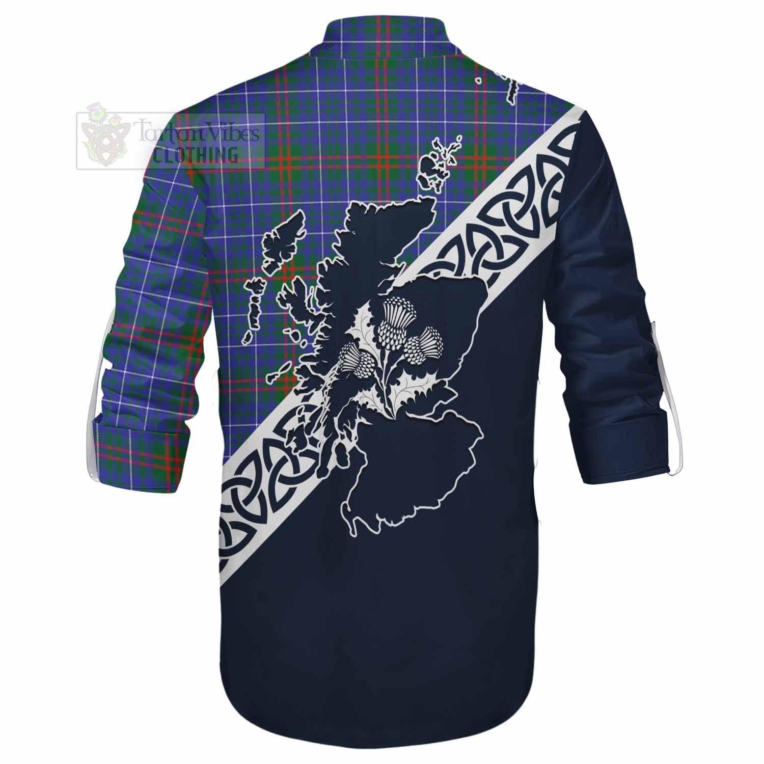 Edmonstone Tartan Ghillie Kilt Shirt Featuring Thistle and Scotland Map - Tartan Vibes Clothing
