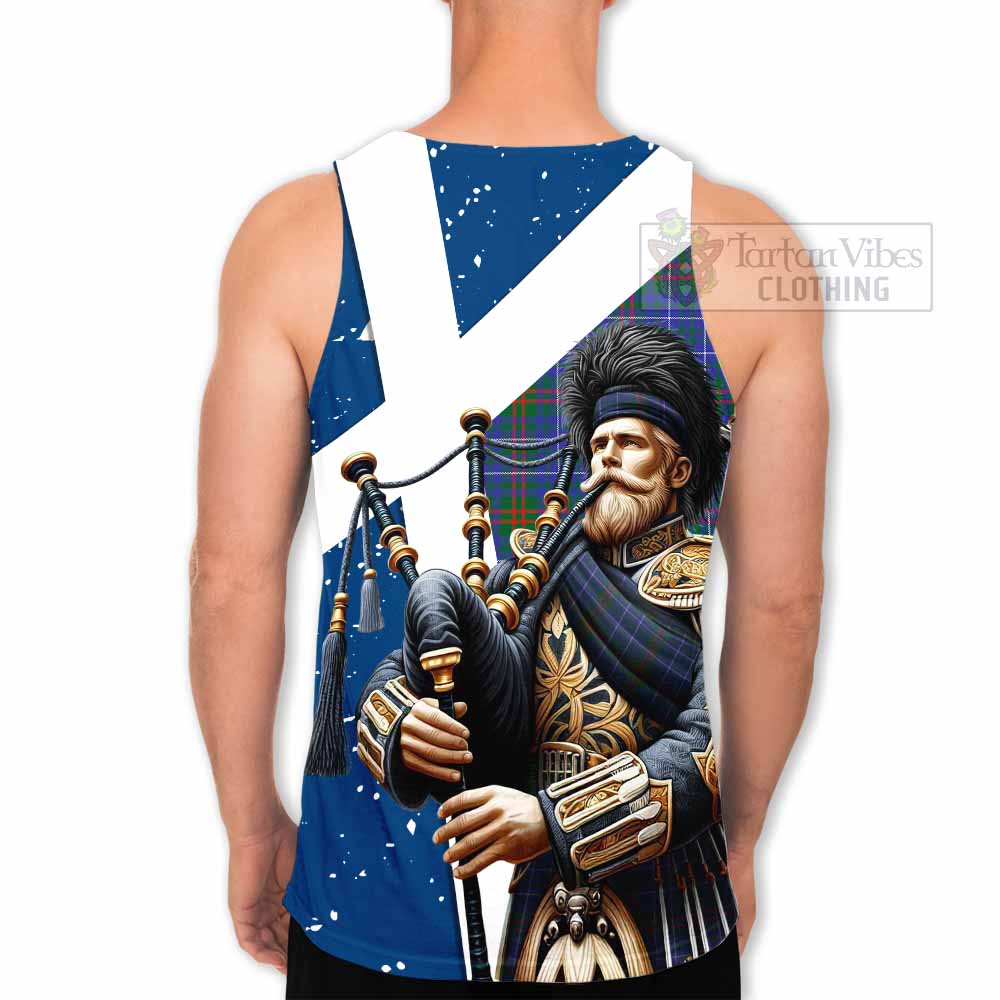 Edmonstone Tartan Men's Tank Top with Family Crest Scottish Bagpiper Vibes - Tartan Vibes Clothing