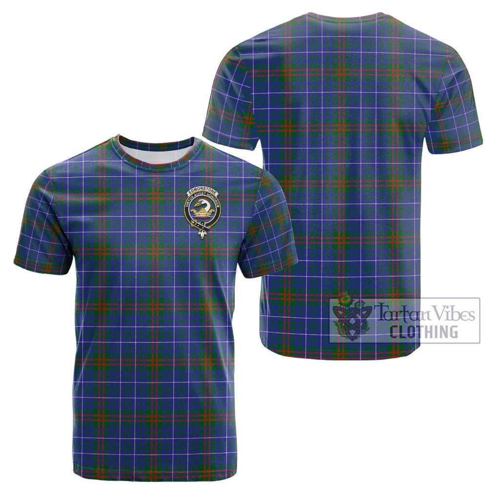 Edmonstone Tartan Cotton T-Shirt with Family Crest - Tartan Vibes Clothing