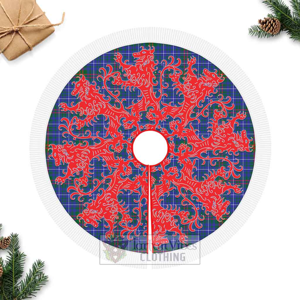 Edmonstone Tartan Christmas Tree Skirt Lion Rampant Style Fringed Tree Skirts - Tartan Vibes Clothing