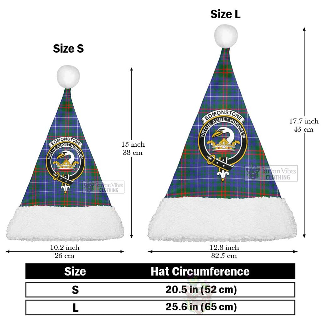 Edmonstone Tartan Christmas Santa Hats with Family Crest Christmas Hat L 25.6in (65cm) - Tartan Vibes Clothing