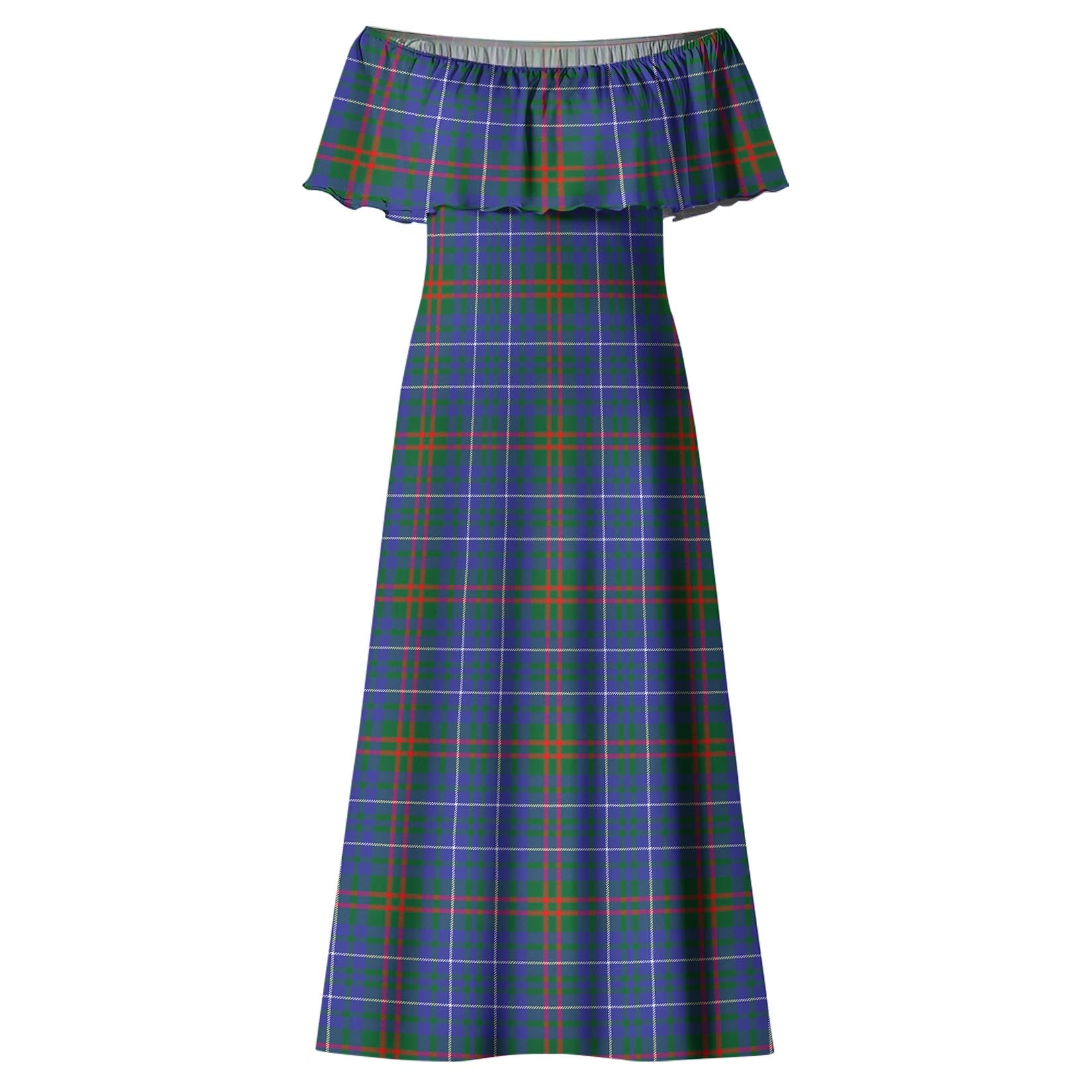Edmonstone Tartan Off Shoulder Long Dress - Tartan Vibes Clothing