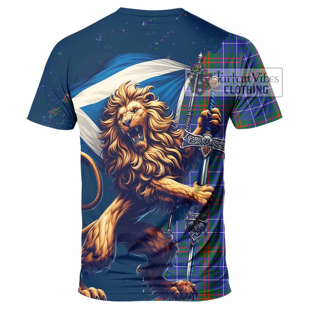 Edmonstone Tartan Family Crest T-Shirt with Scottish Majestic Lion - Tartan Vibes Clothing