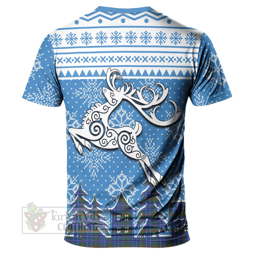 Tartan Vibes Clothing Edmonstone Clan Christmas T-Shirt Celtic Reindeer Style