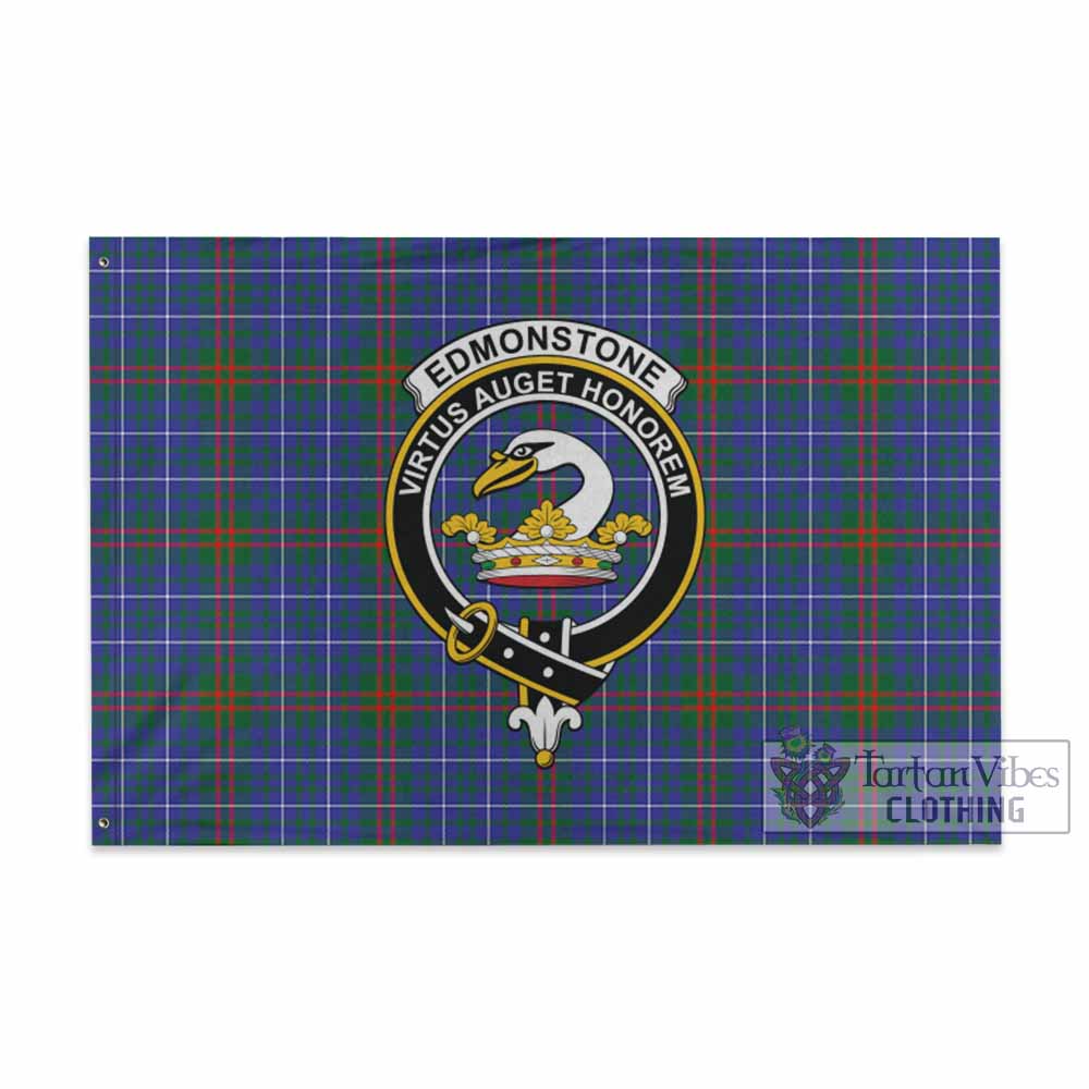 Tartan Vibes Clothing Edmonstone Tartan House Flag with Family Crest