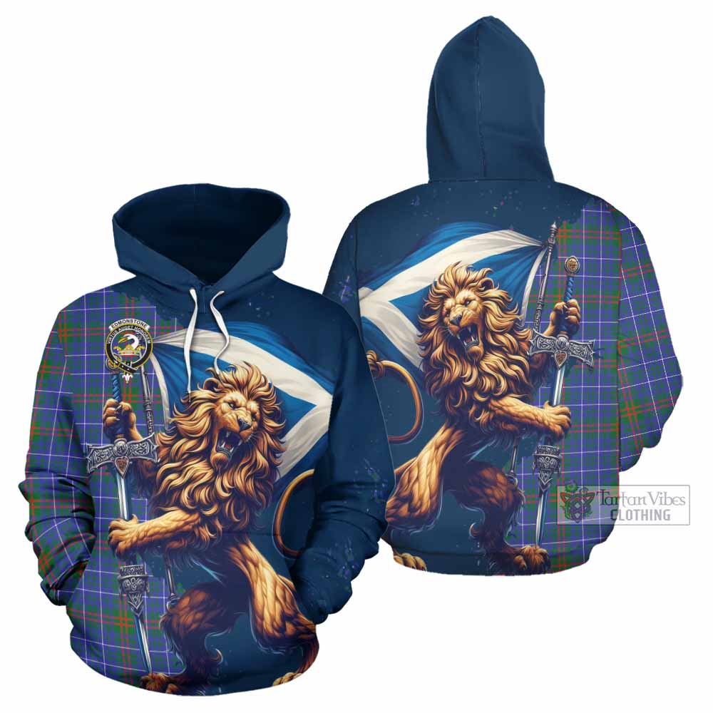Edmonstone Tartan Family Crest Hoodie with Scottish Majestic Lion - Tartan Vibes Clothing