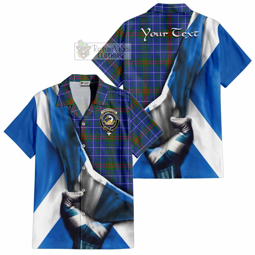 Edmonstone Tartan Hawaiian Shirt with Family Crest Scotland Patriotic Style - Tartan Vibes Clothing