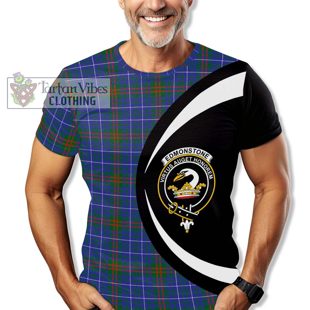 Edmonstone Tartan T-Shirt with Family Crest Circle Style - Tartan Vibes Clothing