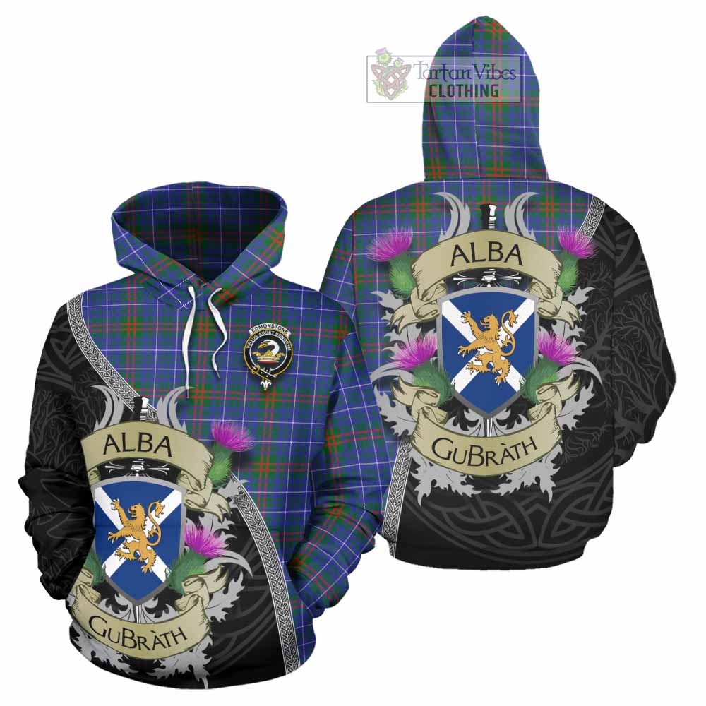 Edmonstone Tartan Family Crest Hoodie Lion Rampant Royal Thistle Shield Celtic Inspired - Tartan Vibes Clothing