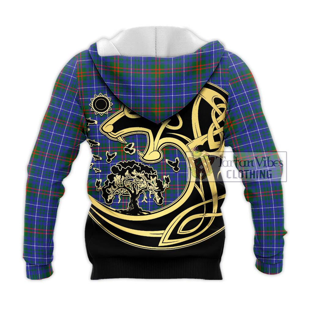 Edmonstone Tartan Knitted Hoodie with Family Crest Celtic Wolf Style - Tartan Vibes Clothing