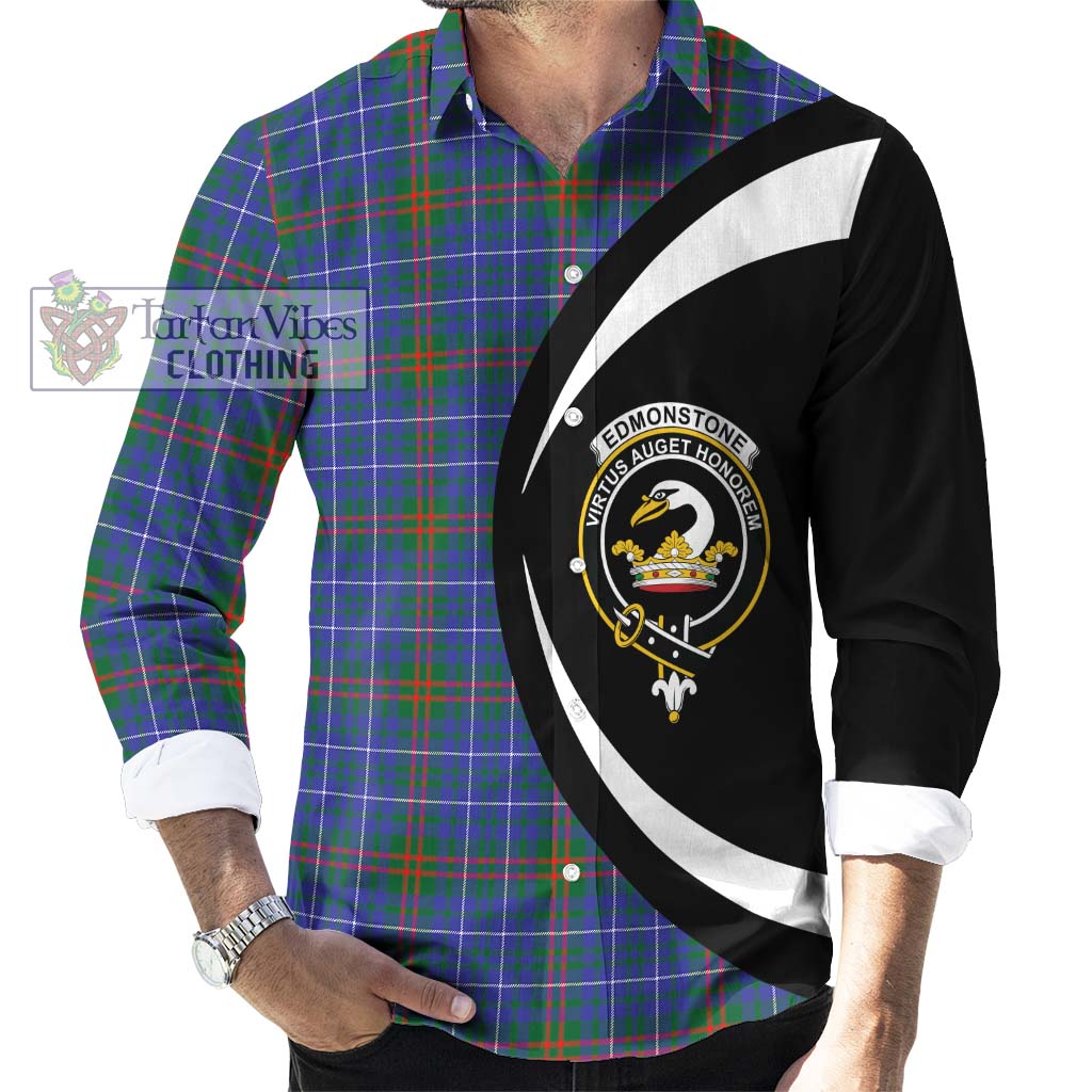 Edmonstone Tartan Long Sleeve Button Up with Family Crest Circle Style - Tartan Vibes Clothing