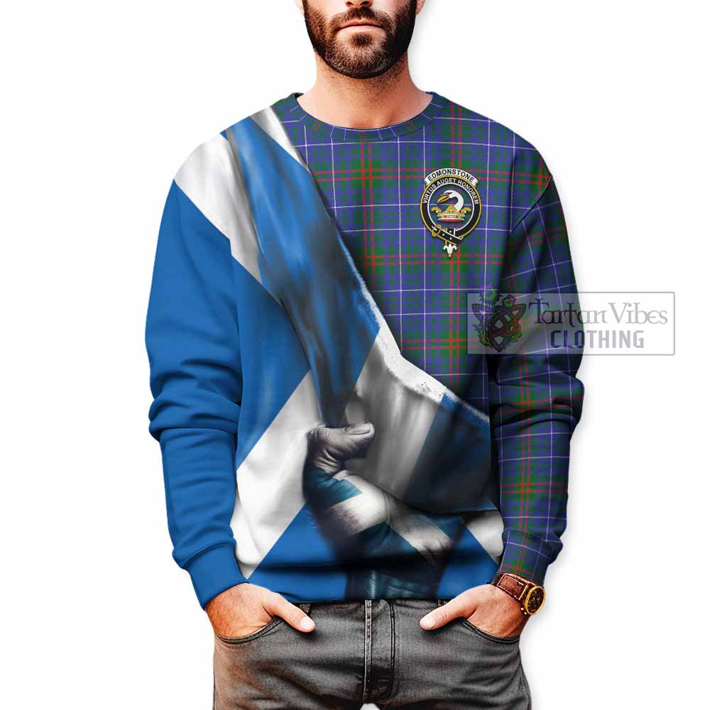 Edmonstone Tartan Sweatshirt with Family Crest Scotland Patriotic Style - Tartan Vibes Clothing