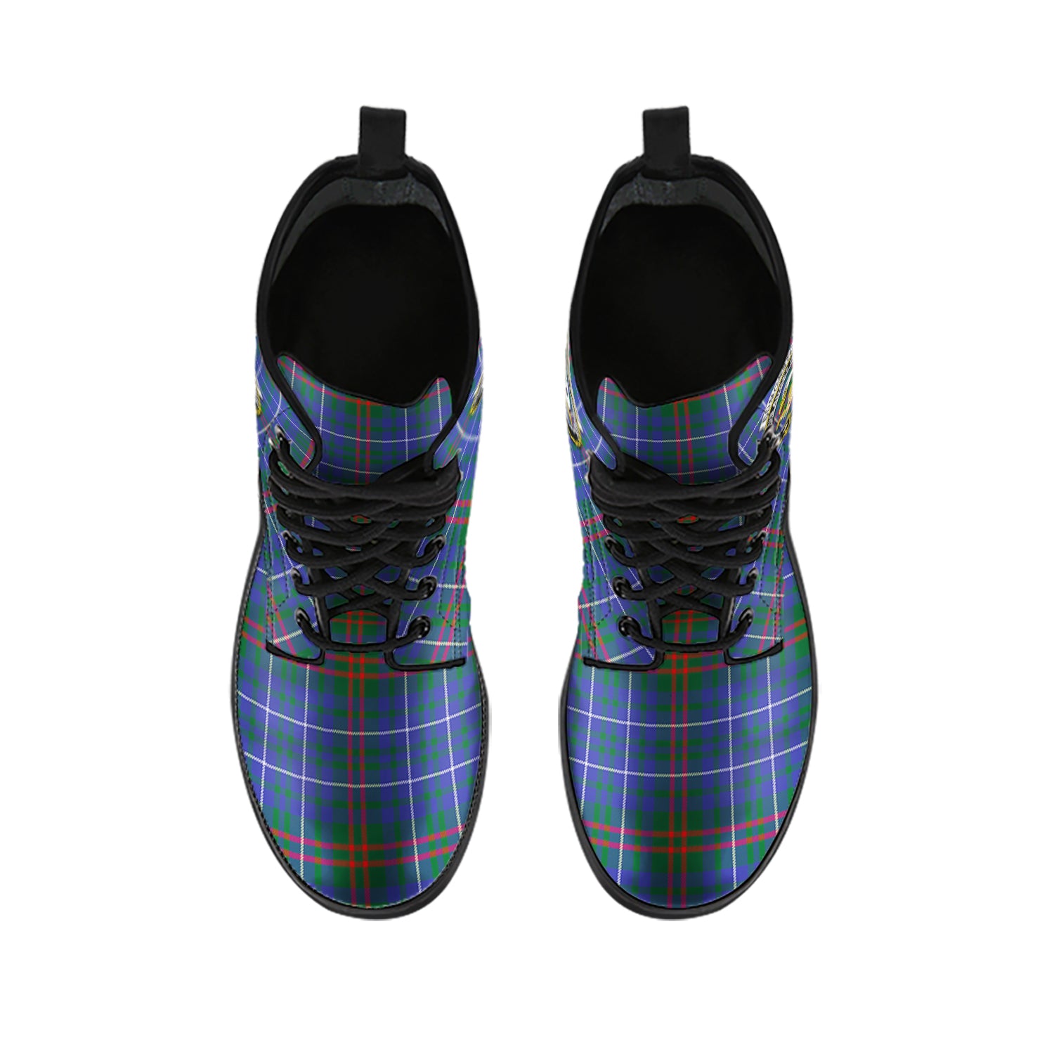 Edmonstone Tartan Leather Boots with Family Crest - Tartan Vibes Clothing