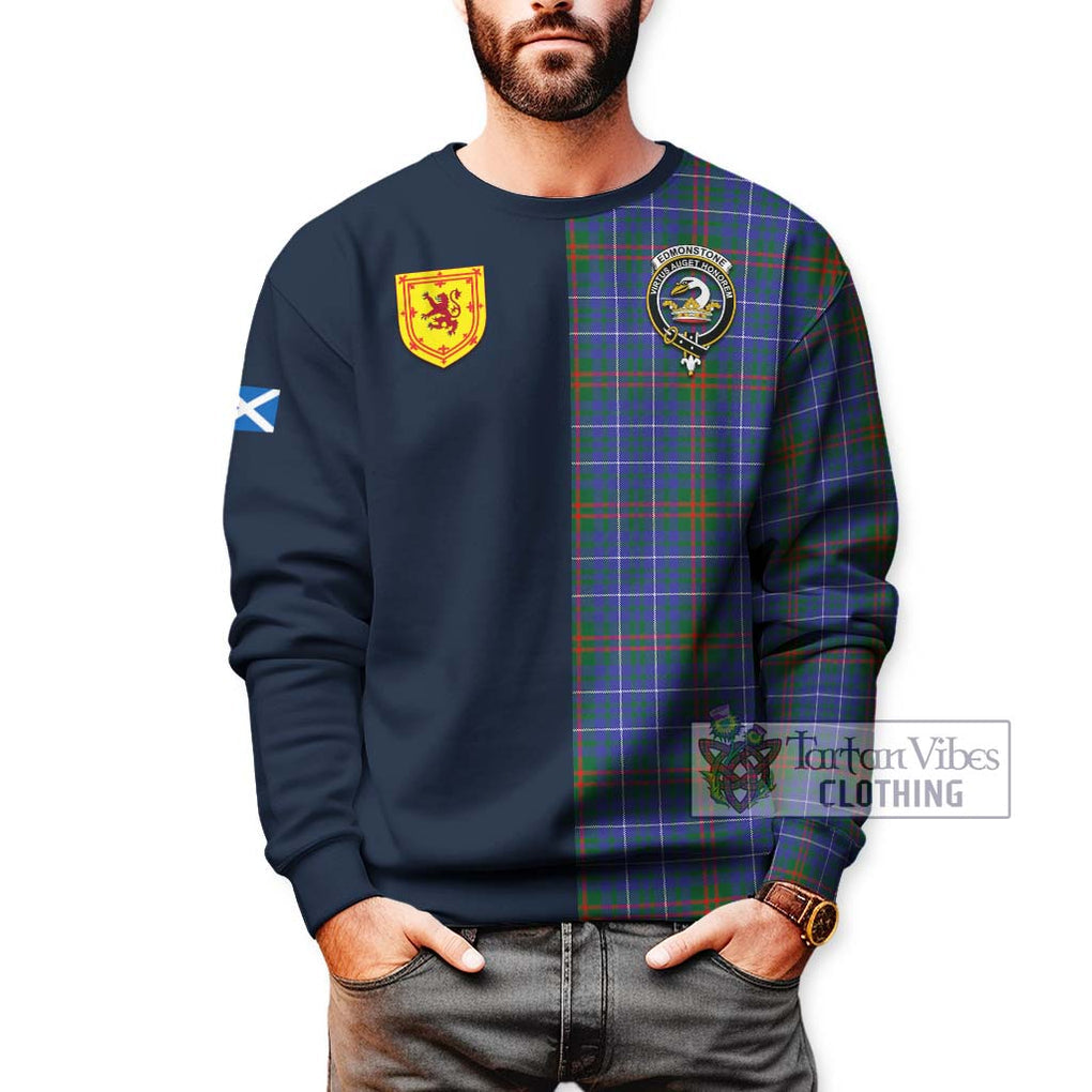 Edmonstone Tartan Sweatshirt Alba with Scottish Lion Royal Arm Half Style - Tartan Vibes Clothing