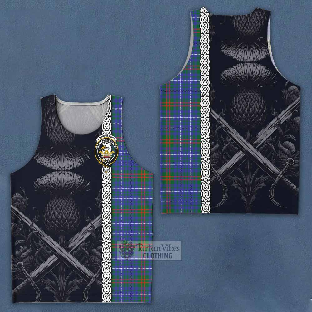 Edmonstone Tartan Men's Tank Top with Family Crest Cross Sword Thistle Celtic Vibes - Tartan Vibes Clothing