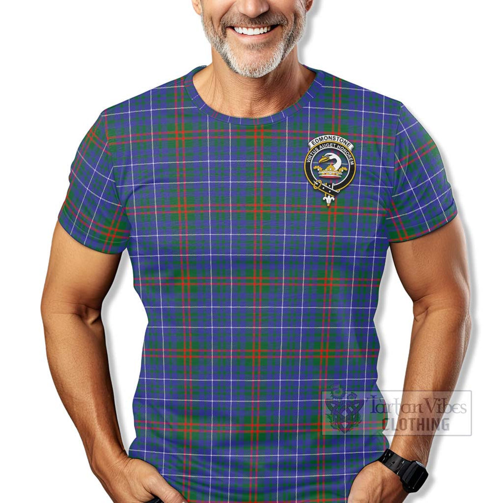 Edmonstone Tartan T-Shirt with Family Crest Celtic Skull Style - Tartan Vibes Clothing