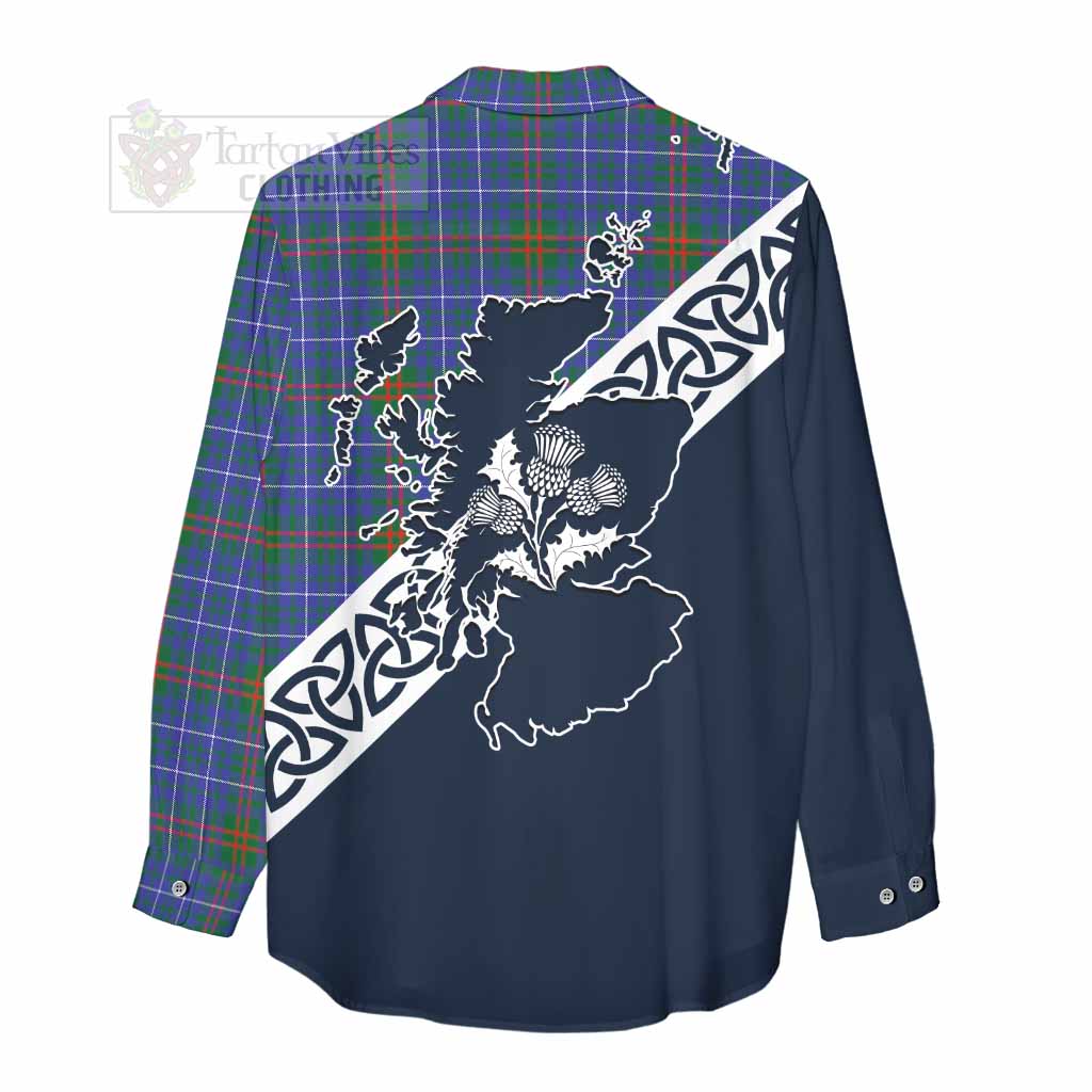 Edmonstone Tartan Women's Casual Shirt Featuring Thistle and Scotland Map - Tartan Vibes Clothing