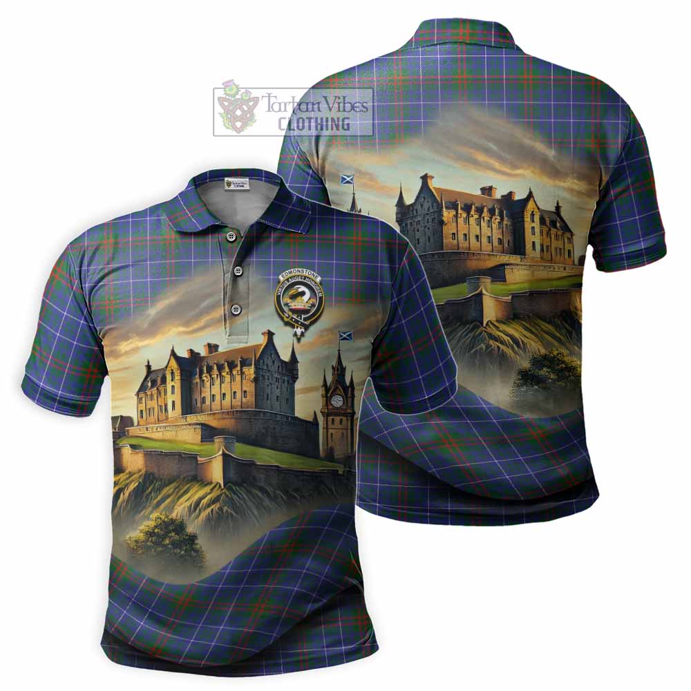 Tartan Vibes Clothing Edmonstone Tartan Family Crest Polo Shirt with Scottish Ancient Castle Stype