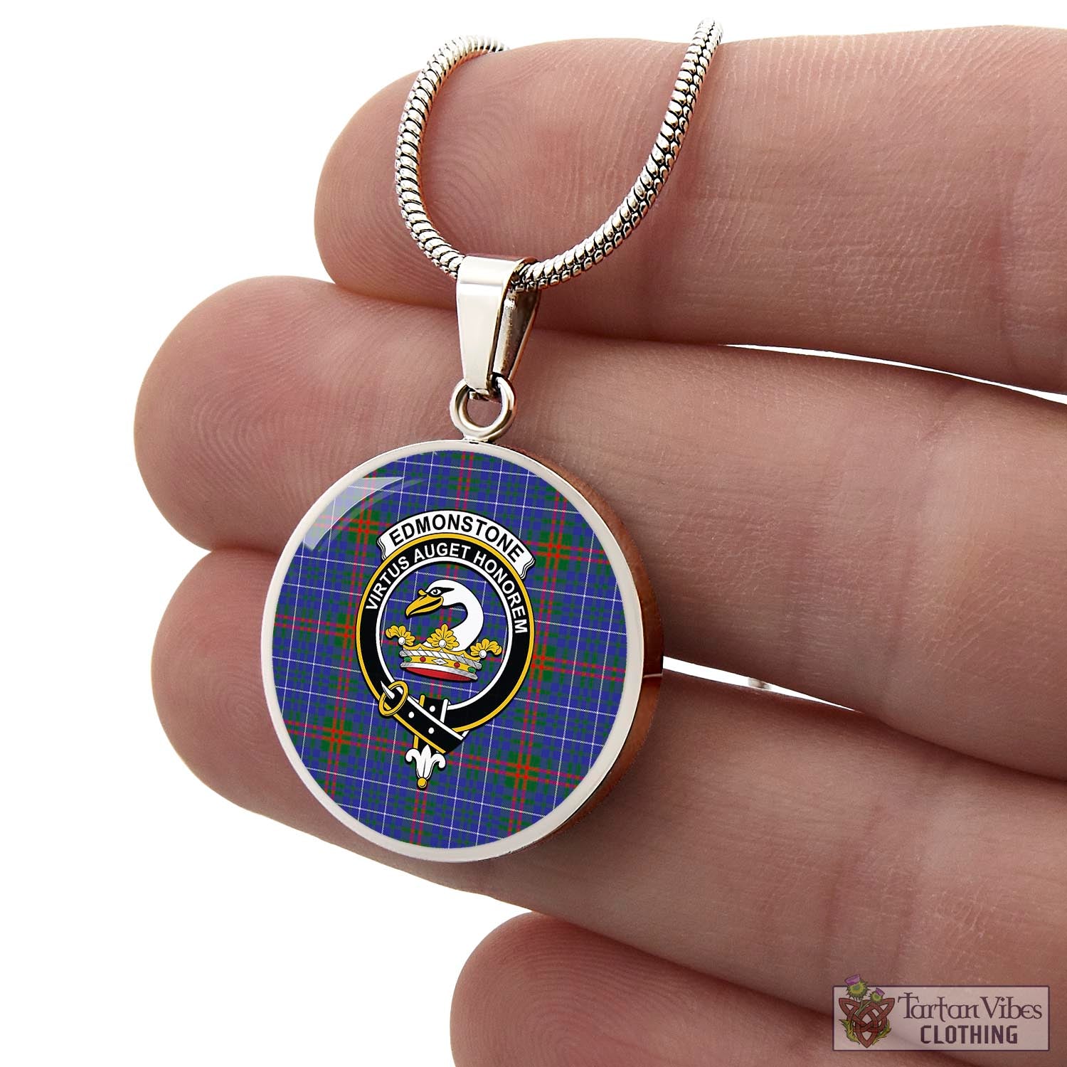 Edmonstone Tartan Circle Necklace with Family Crest - Tartan Vibes Clothing
