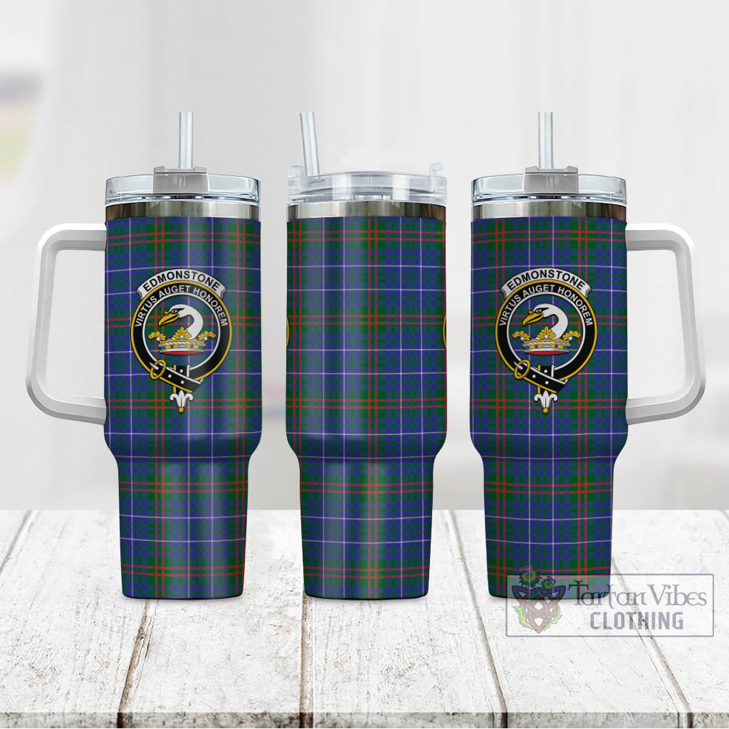 Edmonstone Tartan Tumbler with Handle with Family Crest - Tartan Vibes Clothing