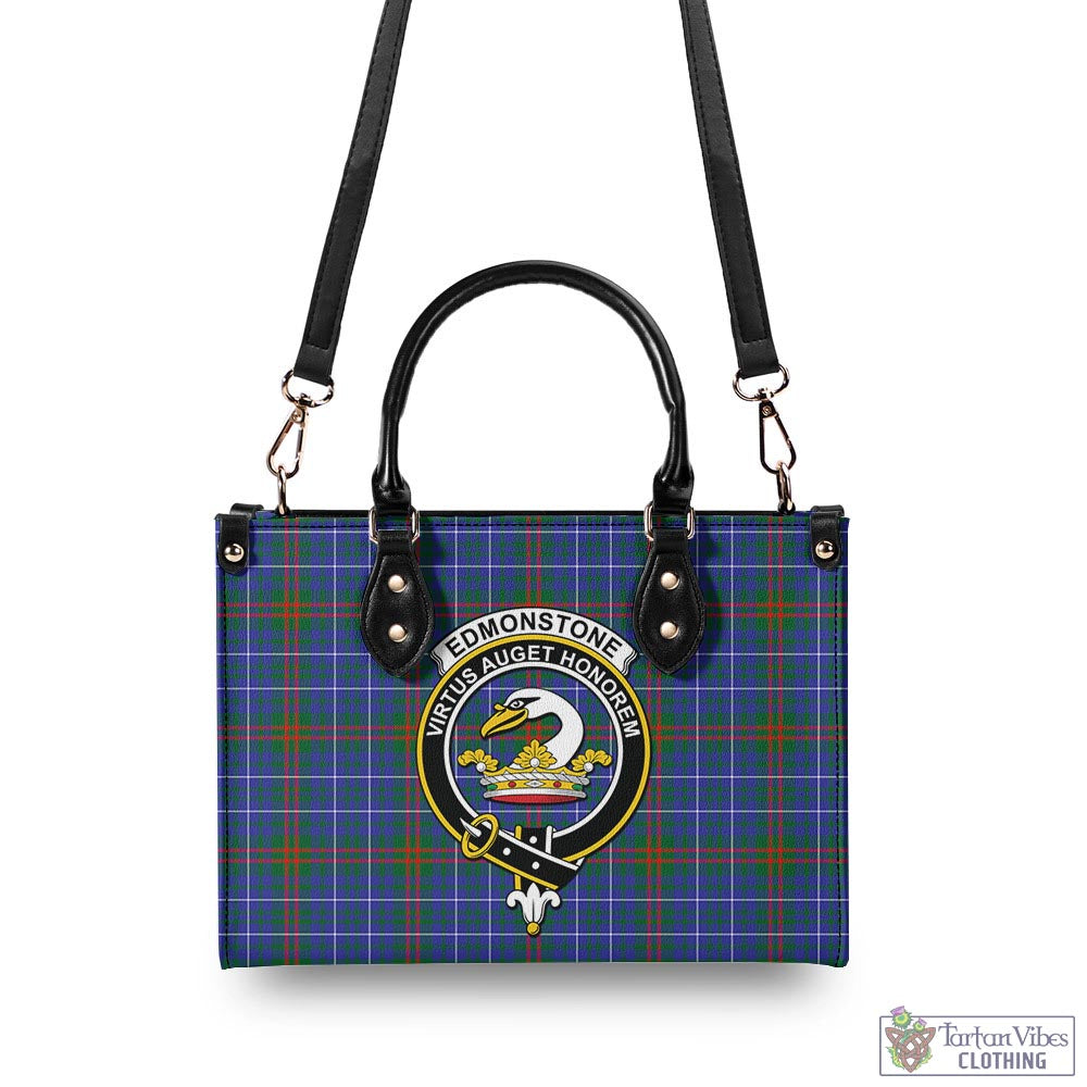 Edmonstone Tartan Luxury Leather Handbags with Family Crest - Tartan Vibes Clothing