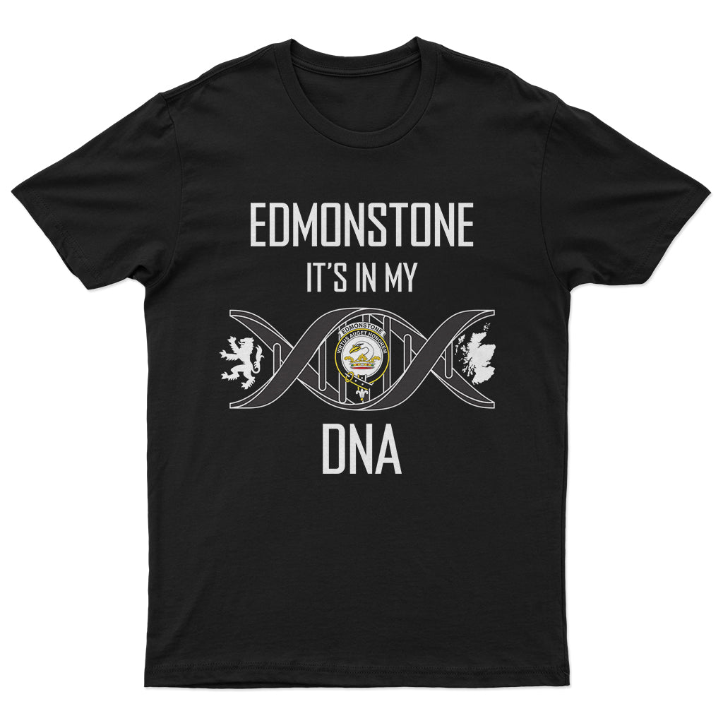 Edmonstone Family Crest DNA In Me Mens Cotton T Shirt - 2D-tartanvibesclothing