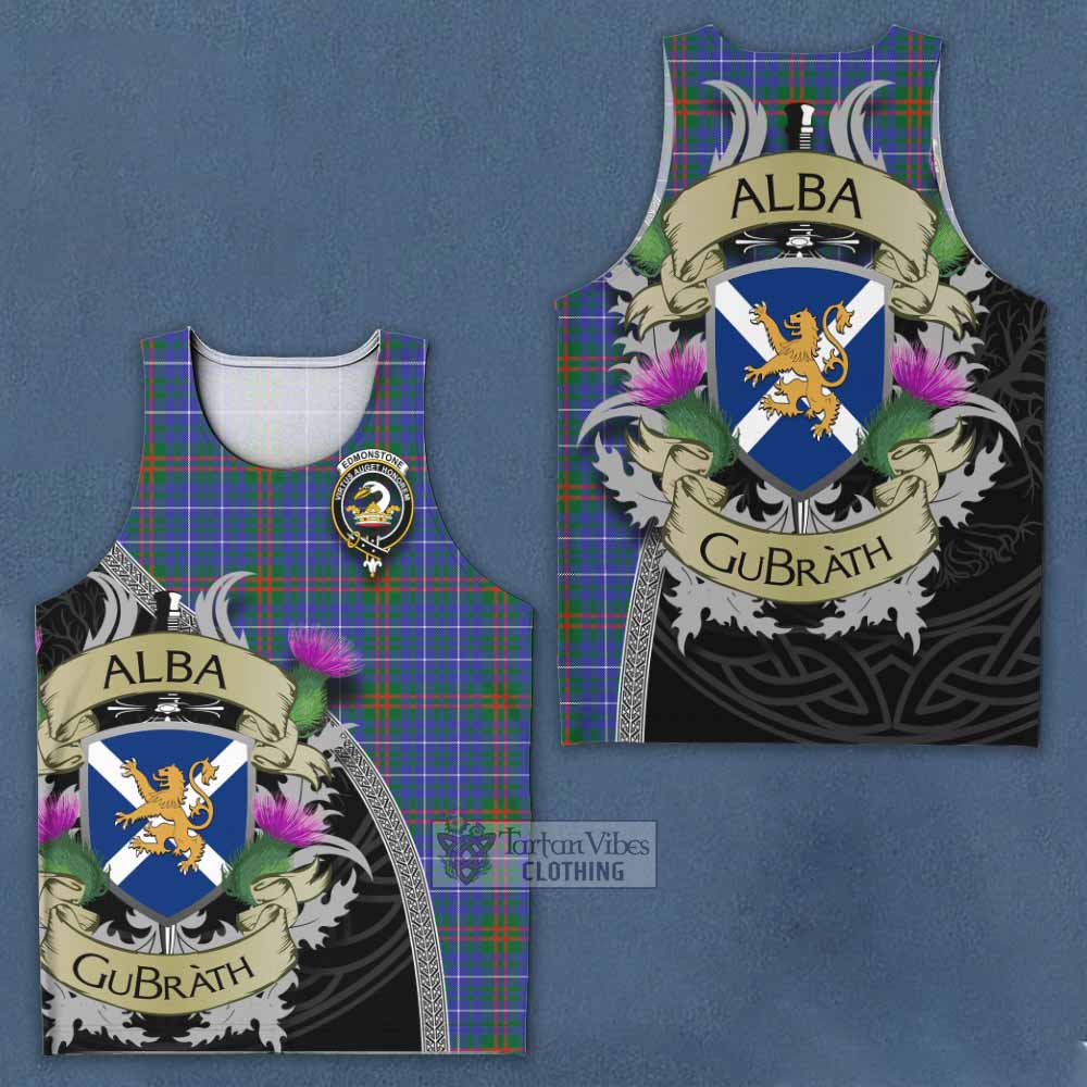 Edmonstone Tartan Family Crest Men's Tank Top Lion Rampant Royal Thistle Shield Celtic Inspired - Tartan Vibes Clothing