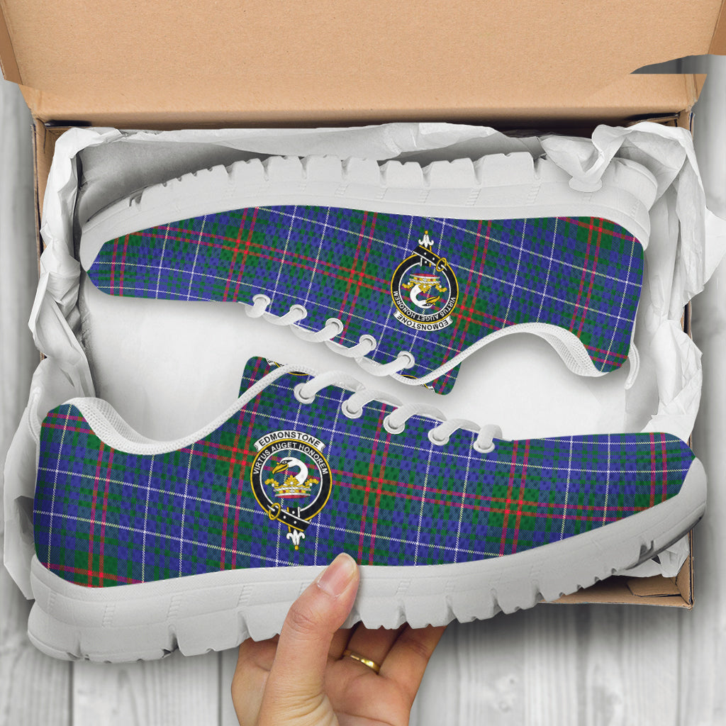 Edmonstone Tartan Sneakers with Family Crest - Tartan Vibes Clothing