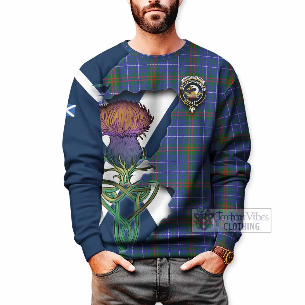 Edmonstone Tartan Family Crest Sweatshirt Scottish Thistle Celtic Inspired - Tartan Vibes Clothing