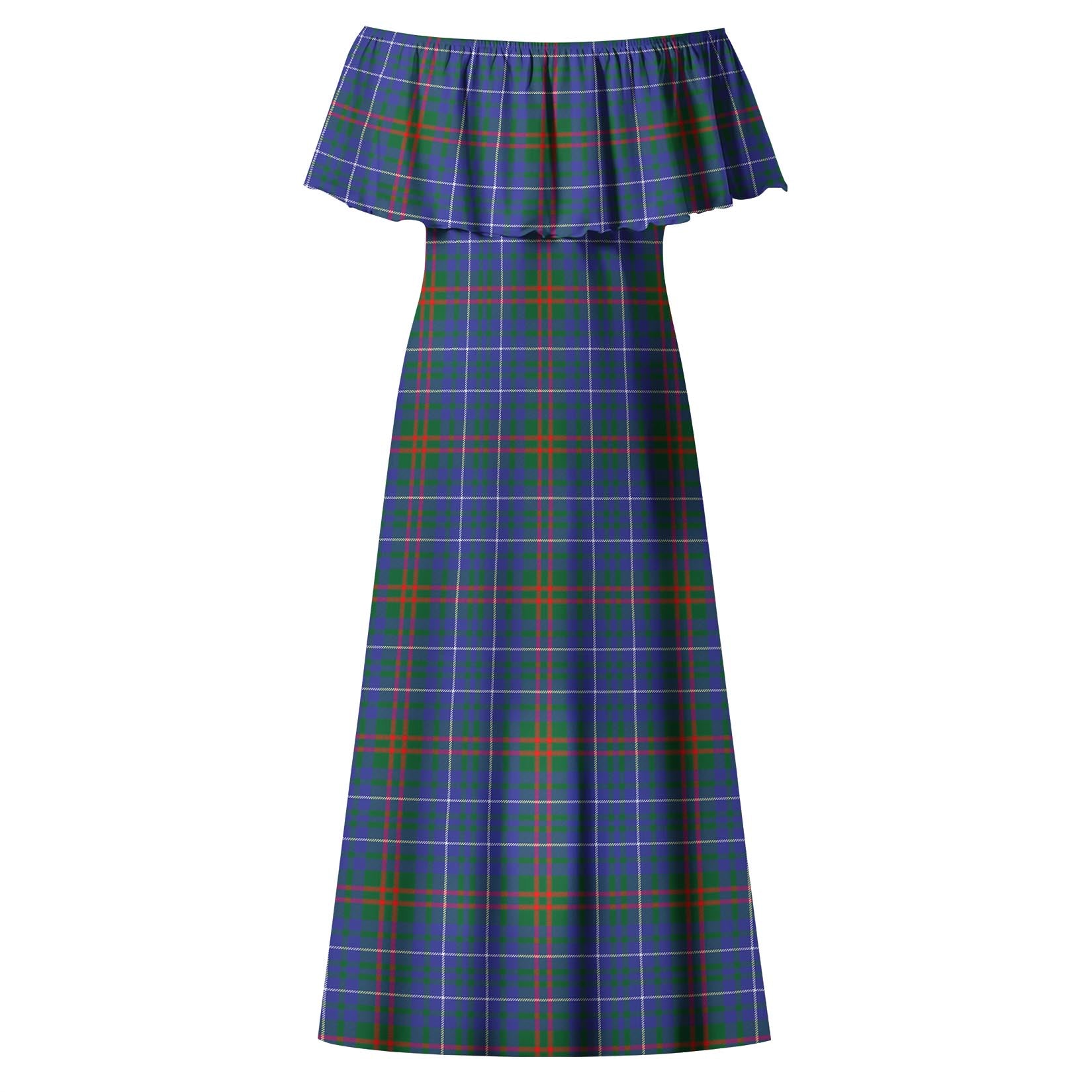 Edmonstone Tartan Off Shoulder Long Dress - Tartan Vibes Clothing