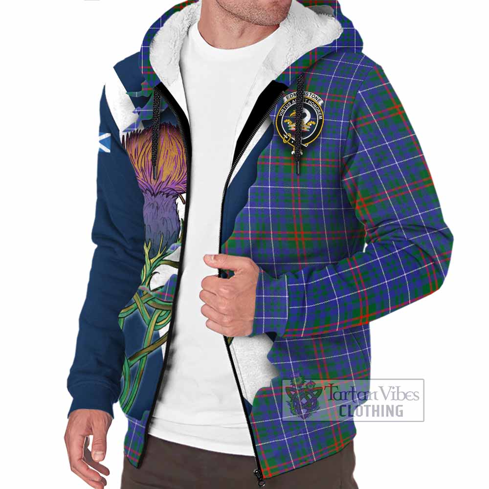 Edmonstone Tartan Family Crest Sherpa Hoodie Scottish Thistle Celtic Inspired - Tartan Vibes Clothing